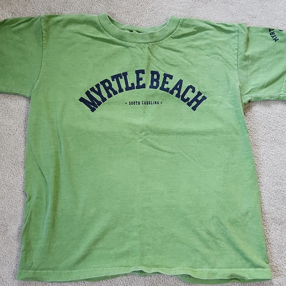 Novelty Kids Green Myrtle Beach T-Shirt Short Sleeve- Large